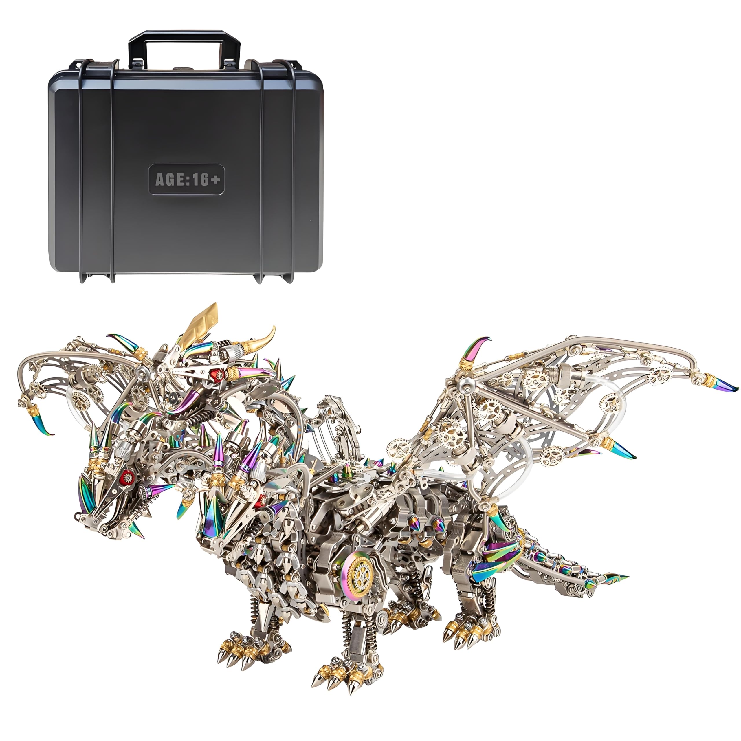 Puzzle in metallo 3D per adulti, fai da te 3D Gorekia, drago meccanico Steampunk e drago in metallo, 2900 pezzi