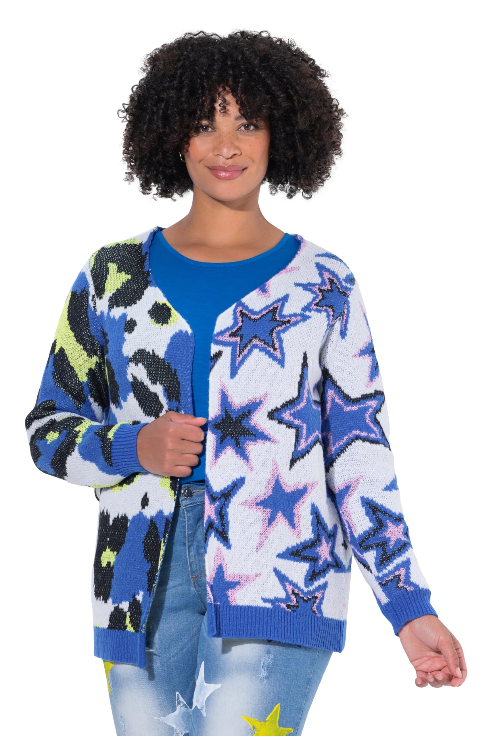 Angel of Style Damen große Größen Übergrößen Plus Size Strickjacke, Straight Fit, Mustermix, offene Form 844461