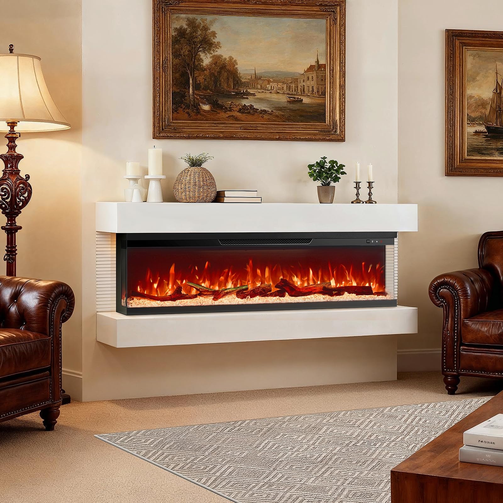 Silonn 3-Sided Smart 50' Electric Fireplace