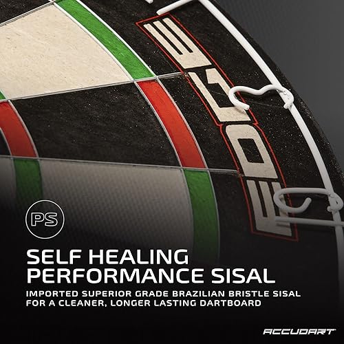 Miniatura 3 de Accudart Diana de cerdas de borde  Alambre de araña fino que reduce los rebotes  Sisal brasileño de primera calidad  Anillo de números de metal