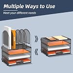 DALTACK 3-Tier Mesh Desk Organisateur de fichiers, bac à lettres empilable avec 5 Supports de fichiers verticaux, Organisateur de bureau multifonctions pour les fournitures de bureau à domicile, Gris Noir