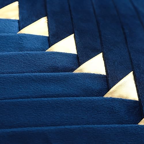 Miniatura 2 de Tosleo Juego de 2 fundas de almohada de terciopelo azul marino de 18 x 18 pulgadas, fundas de almohada doradas suaves y decorativas de lujo, fundas
