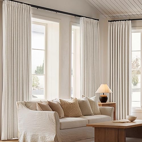 Miniatura 6 de Natural Linen Pinch Pleated Blackout Curtains 2 Panels 40"Wx84"L inches Long for Bedroom Living Room Thermal Insulated Room Darkening Pinch Pleat