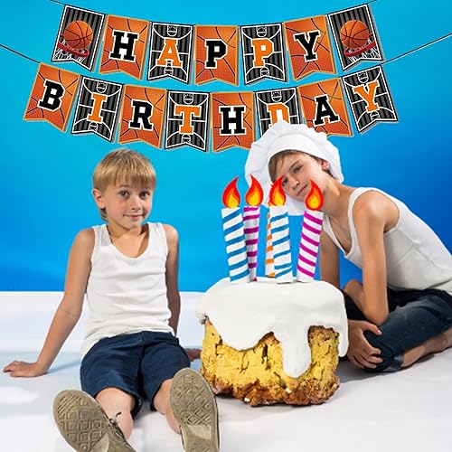 Miniatura 4 de GLASNES Banners de baloncesto de feliz cumpleaños para fiesta de cumpleaños de baloncesto, baby shower