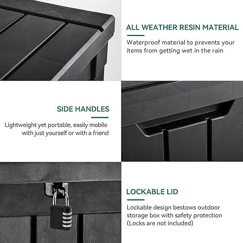 Miniatura 6 de YITAHOME Caja de cubierta, contenedor de almacenamiento exterior resistente a la intemperie de 51 galones para cojines de patio, suministros de