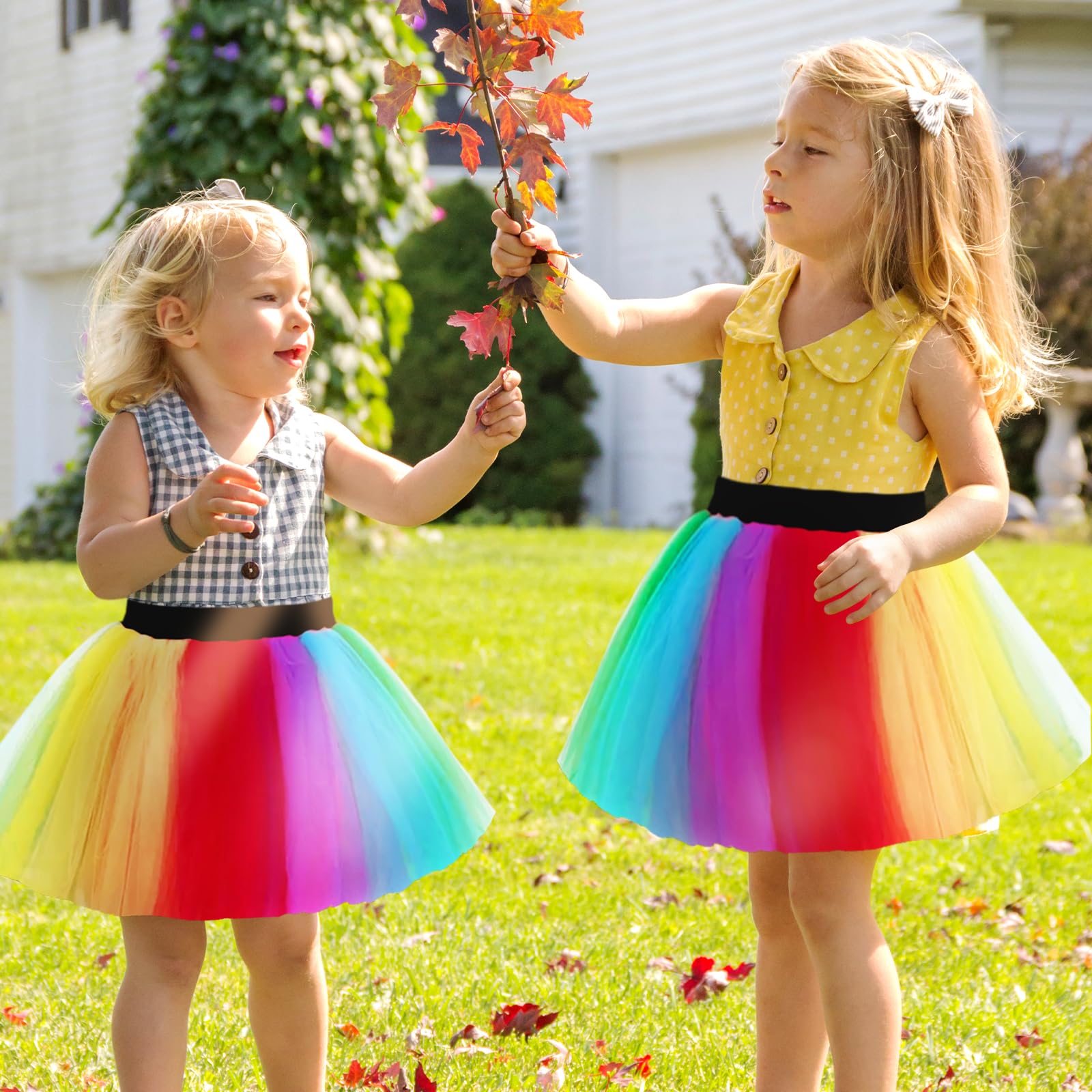 TUONYIS 2 Pieces Tutu Skirt,Ladies Neon Tutu Skirt Fancy Dress,Neon Rainbow Tutu,80s Fancy Dress Dance Skirt for Girls Women 80s Party Outfit - Image 4