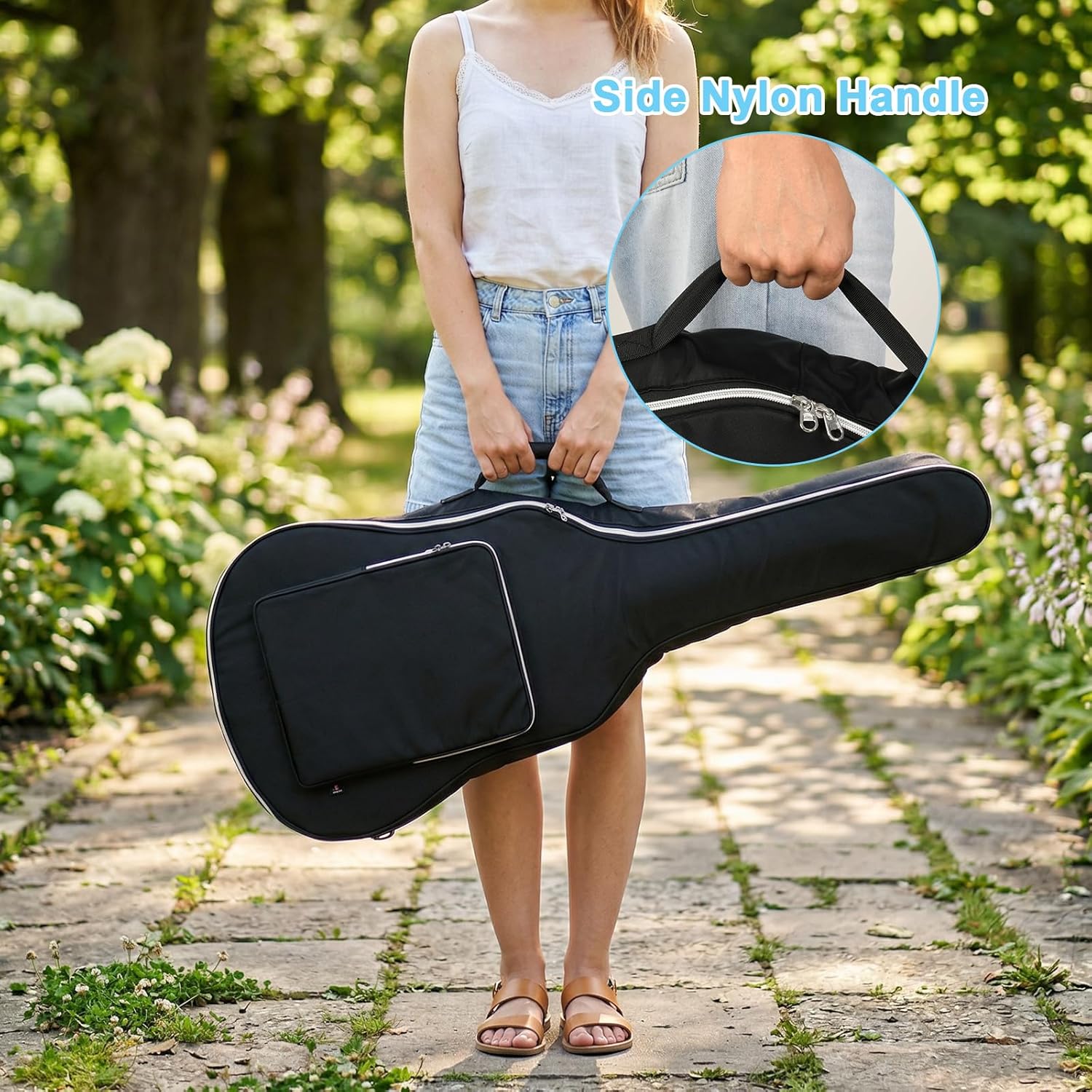 TXEsign 1 Pack Acoustic Guitar Bag Carrying Case for 40/41 Inch Acoustic Guitars, Thick Padding Guitar Case Gig Bag with Adjustable Shoulder Strap and Accessory Pocket (Case Only)