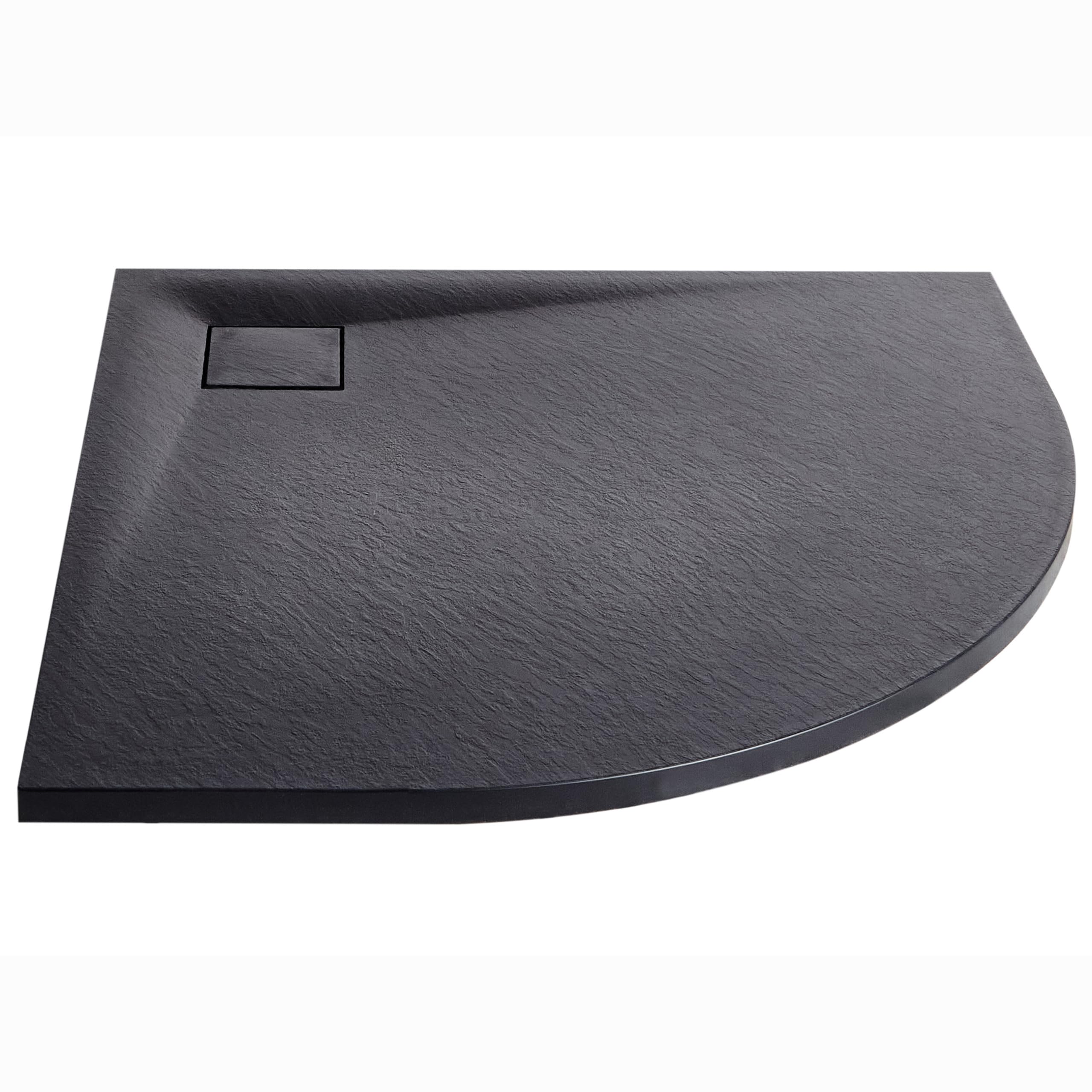 Brodzik prysznicowy z syfonem z materiały SMC czarny efekt naturalnego kamienia 80 x 80 x 3 cm Paron
