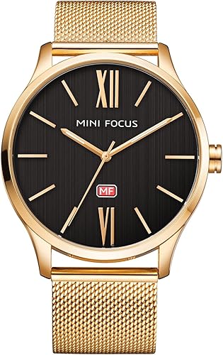 Mini Focus - Reloj de pulsera casual octágono para hombre (cronógrafo, impermeable, luminoso, calendario), correa de silicona y cuero para hombre