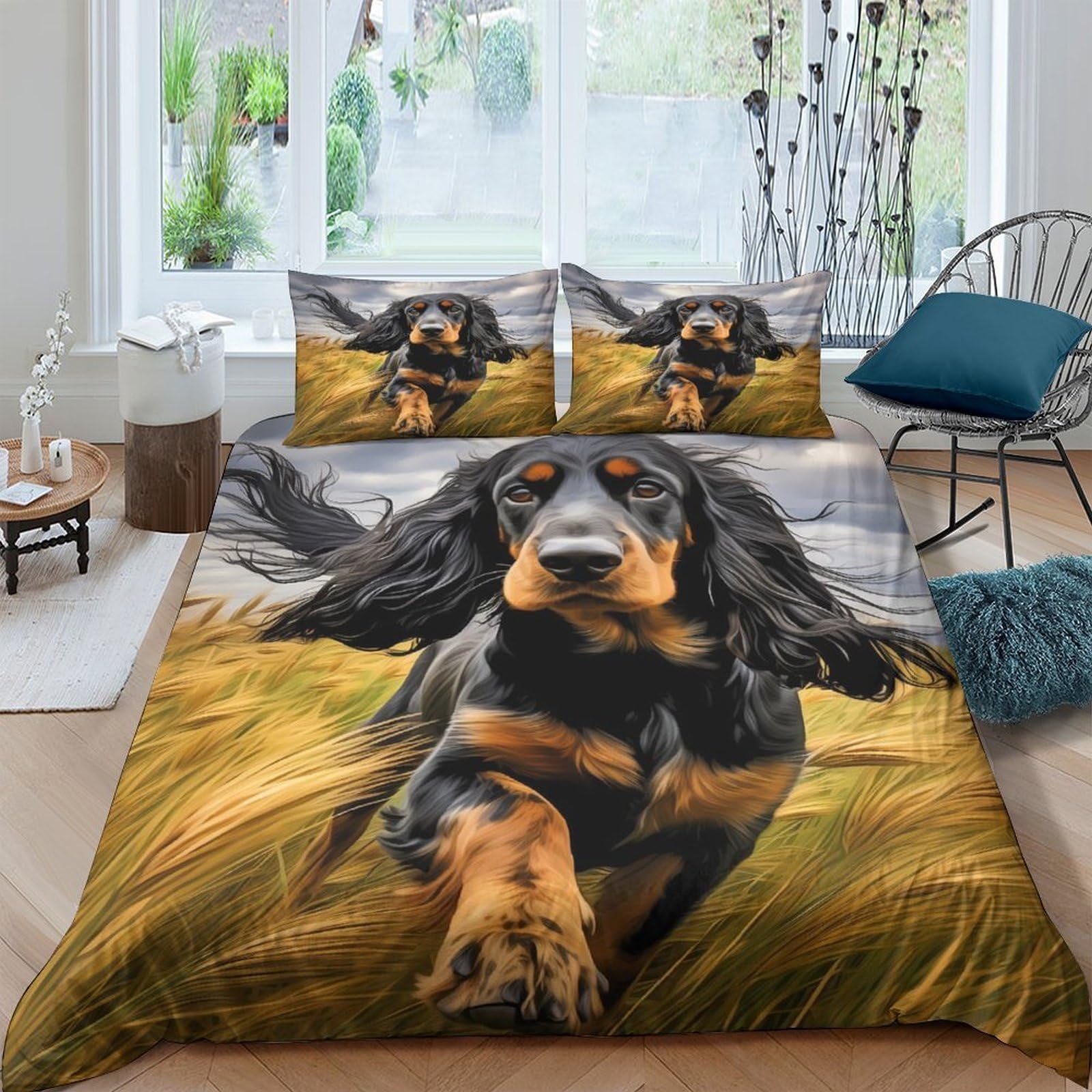 Ctjqhvkz Style-3 3D Printed Black Cocker Spaniel Fitted Sheet Microfiber Soft Breathable Running Dog Mattress Cover For Bedroom Home Decor Single（135X200cm）