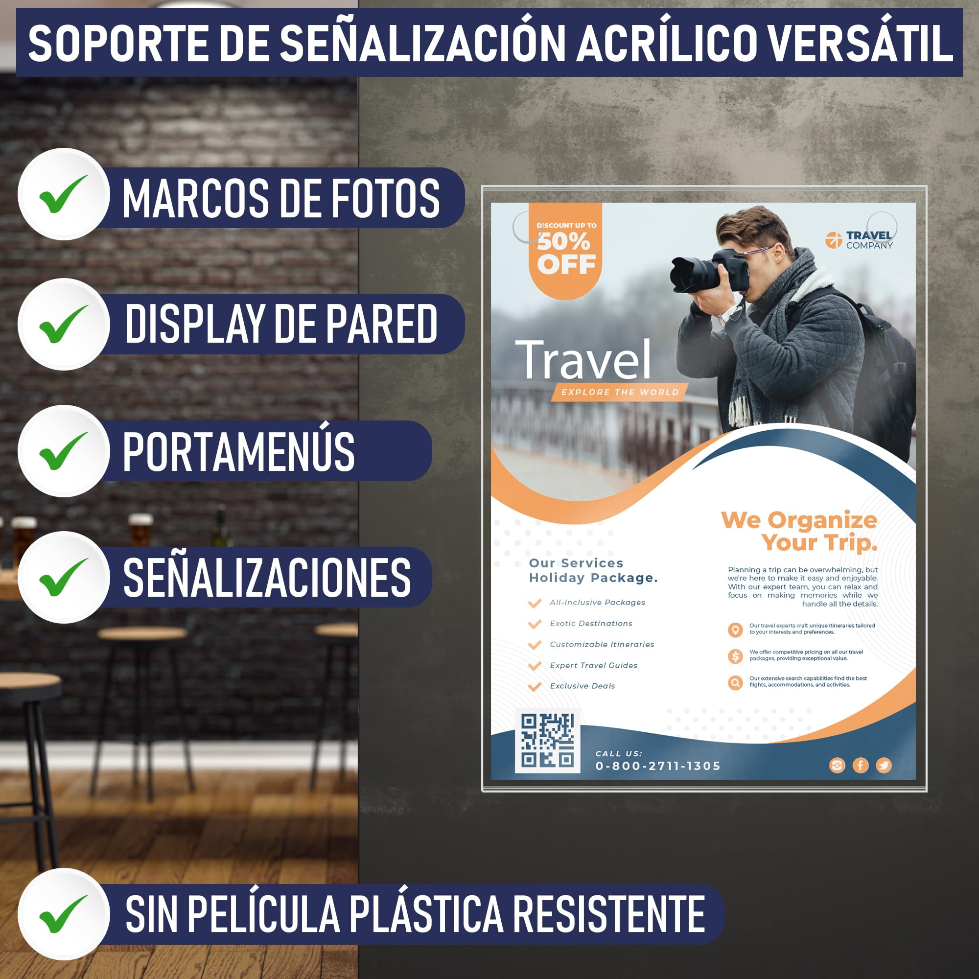 Soporte de letrero acrílico A4 – 6 Unidades, Portapapeles de marco transparente con múltiples opciones de montaje incluidas, soporte de pared para carteles, tablero de mensajes de plástico