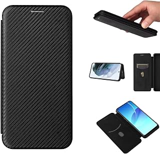 Jeelar ESONG Karbonfaser-Leder Hülle Kompatibel mit Motorola Edge 60 Pro/60S Pro 5G,PU Ledertasche TPU Etui mit Ständer/Kartenfächer/Magnetverschluss Brieftasche Klappetui Schutzhülle - Schwarz
