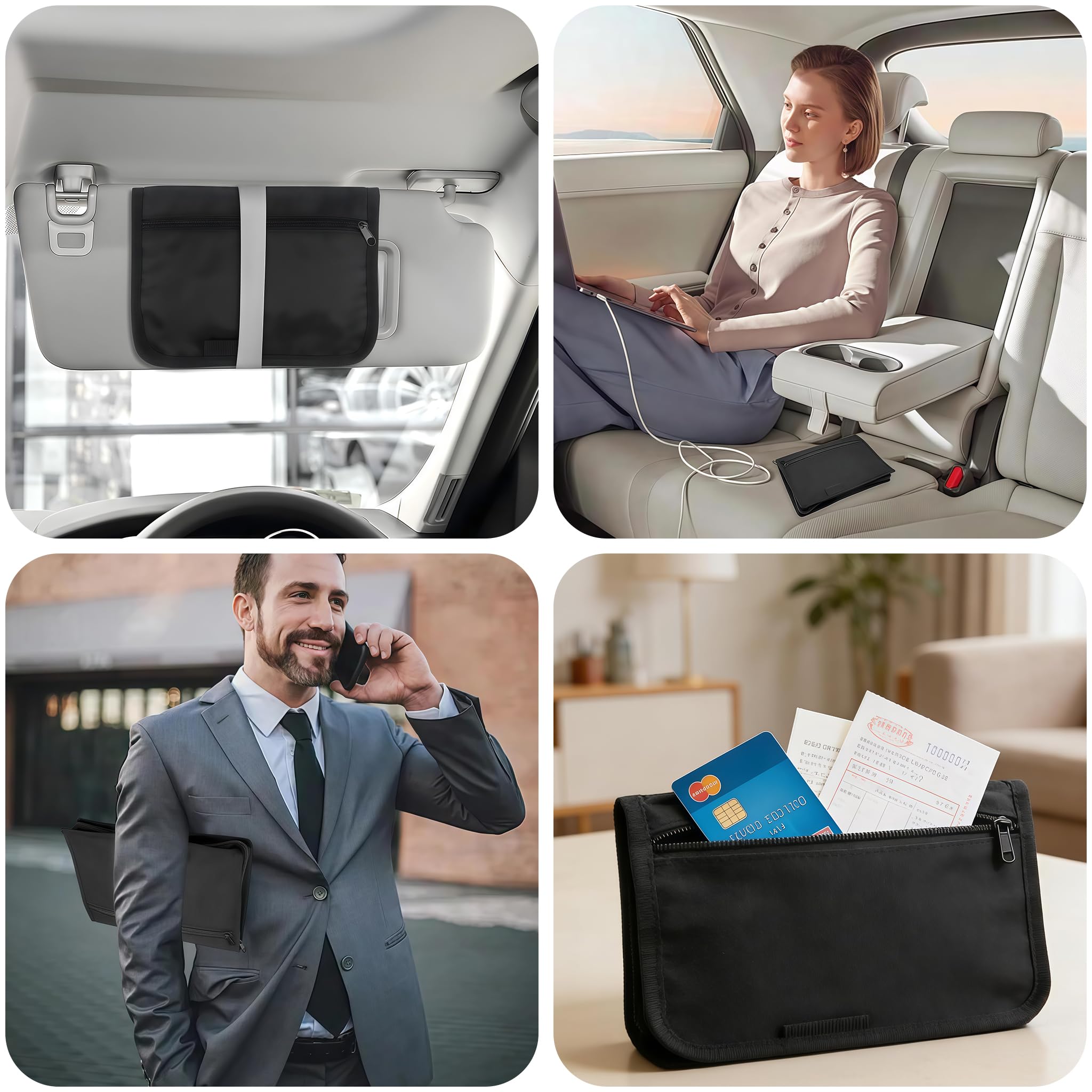 Portadocumenti A5, Cartella per Auto A5, Organizer per vano portaoggetti Auto, Classificatore per Auto, Cartella per Documenti Auto, 600D Oxford, con più Scomparti