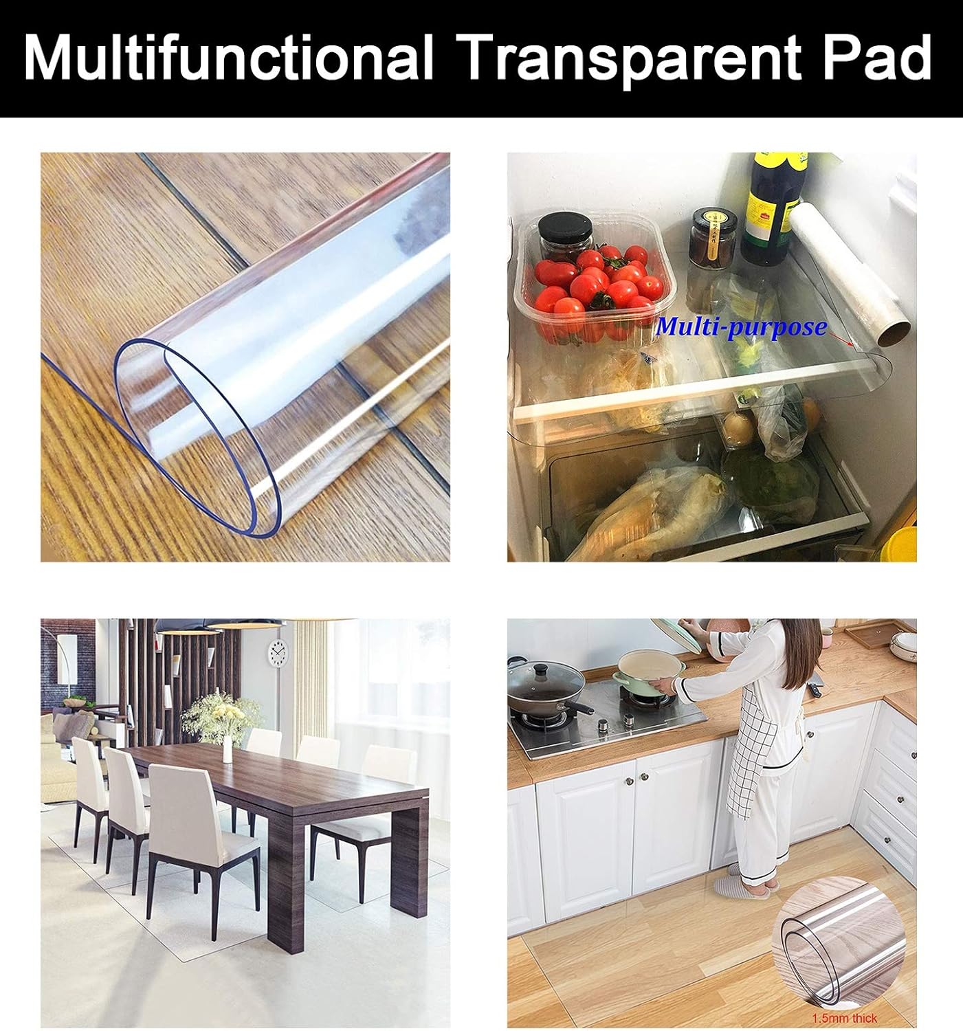 Non Slip Transparent Rug Runner Protect Pad/Entrance Doormat/Hallway Carpet Pads,Clear Chair Mat for Hardwood Floor, 65/85/105/125/145 Cm Wide(120x555cm(4ftx18.2ft))