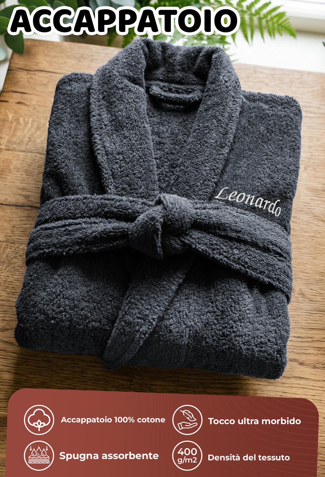 KDO MAGIC Accappatoio da bagno personalizzato per uomo