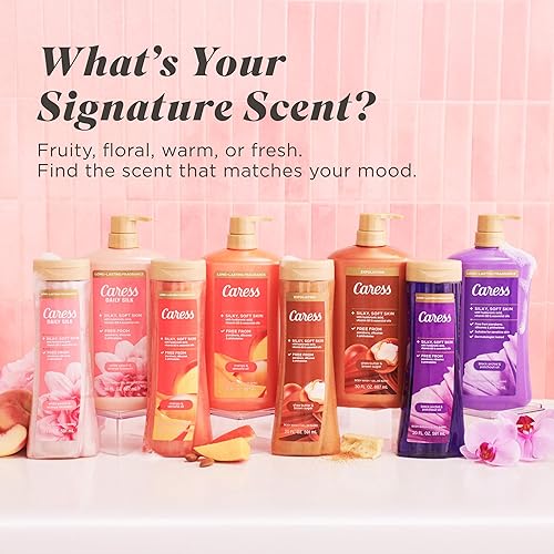 Miniatura 9 de Caress Gel de baño para mujer, manteca de karité y azúcar moreno, gel de ducha hidratante y exfoliante para una piel radiante hermosa, 20 onzas
