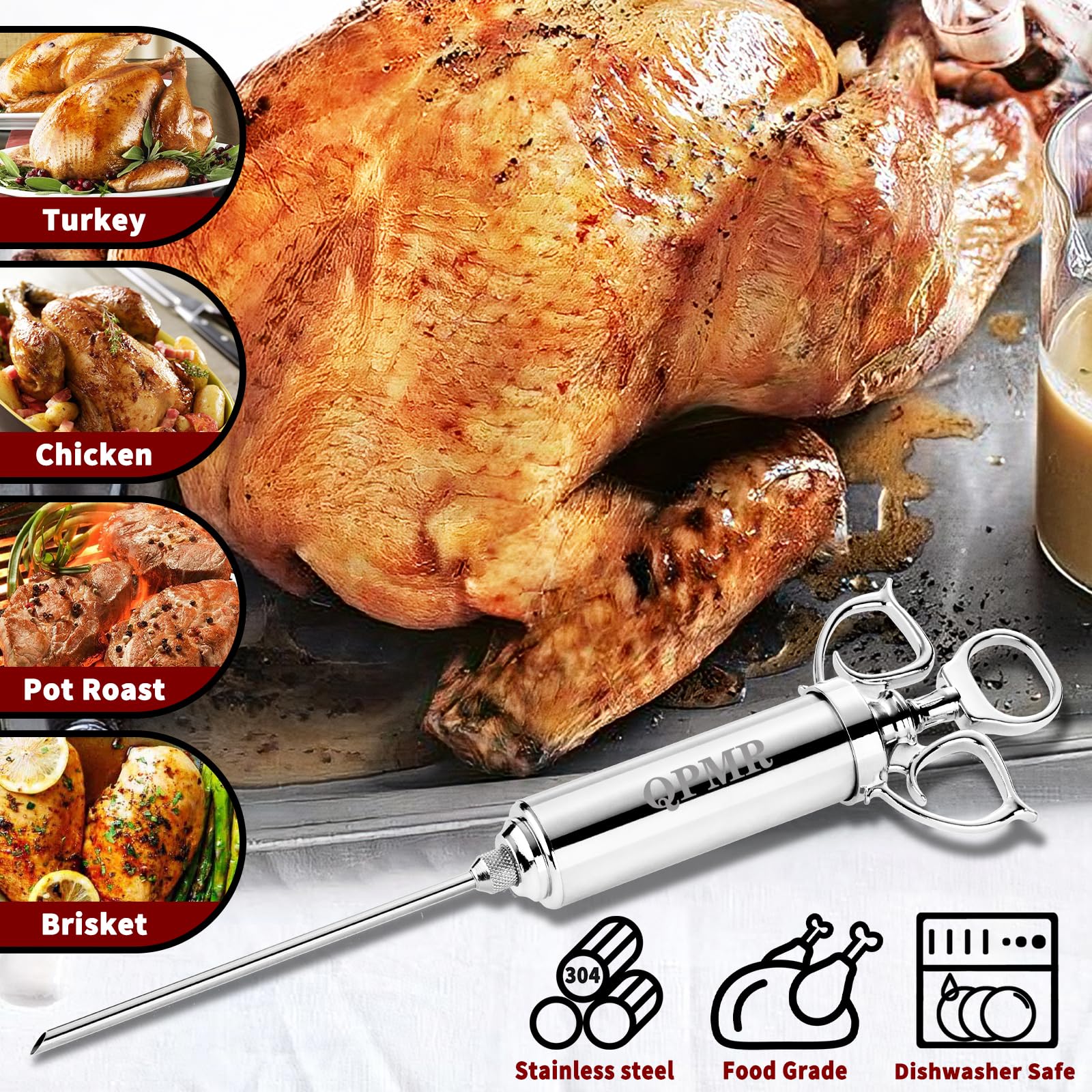 Turkey Baster Meat Marinade Injector Kit 2oz Syringe With