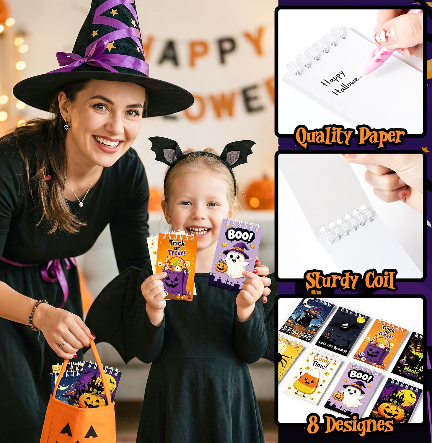 24Pcs Halloween Mini Notebooks Cute Ghost Pumpkin Pocket Spiral Notepads image 3