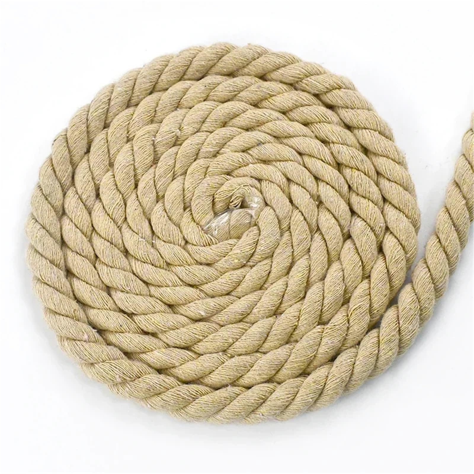Twisted Cotton Cord 1-5Meters 12mm 3 Strands Twisted Cotton Rope Woven Braid Bag Cords Home Decor Drawstring Ropes DIY(Khaki,12mm-4Meters)