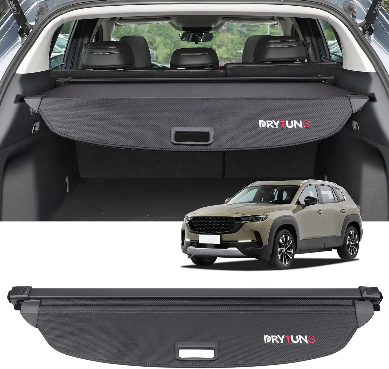 Cargo Cover for Mazda CX-50 2026 2025, Retractable Trunk Cover Privacy Trunk Shield for Mazda CX-50 2023-2026 (Carbon Fiber Leather)