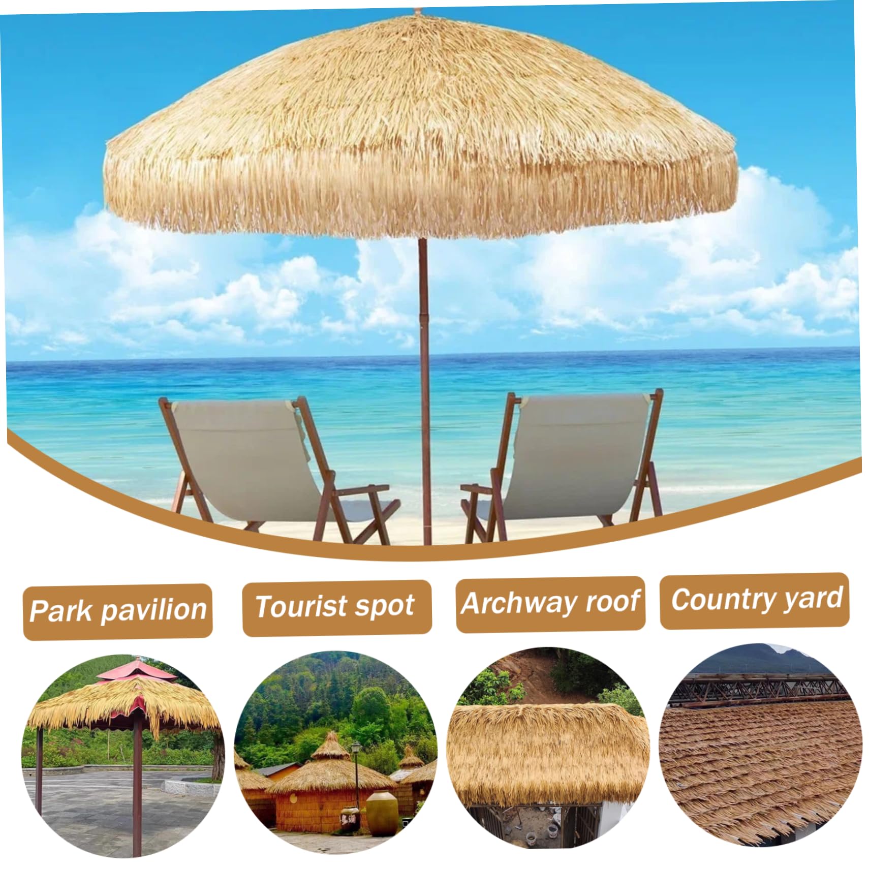 Tiki Paja Rollo 20x118in Techo Artificial de Paja Mexicano Hierba Ciega Antiflaming Rollos de Palma para Palapa Hut Tiki Bar
