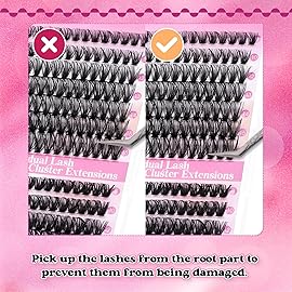 Cluster Lashes D Curl Lash Clusters 280 Pcs Lash Extension Clusters Individual Lashes Soft DIY Eyelash Extensions Mixed Tray Eyelash Clusters Natural Look (40D+50D-0.07D, 8-16mm)