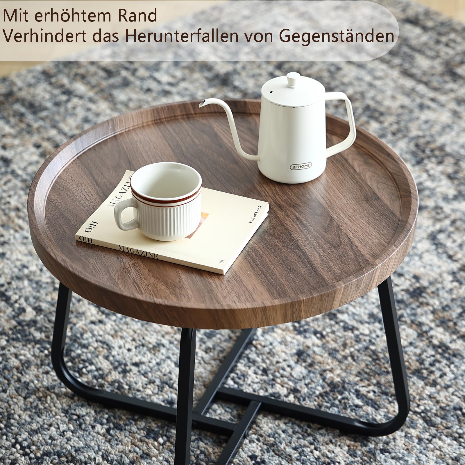 Petite table basse ronde - 50 cm - Noyer
