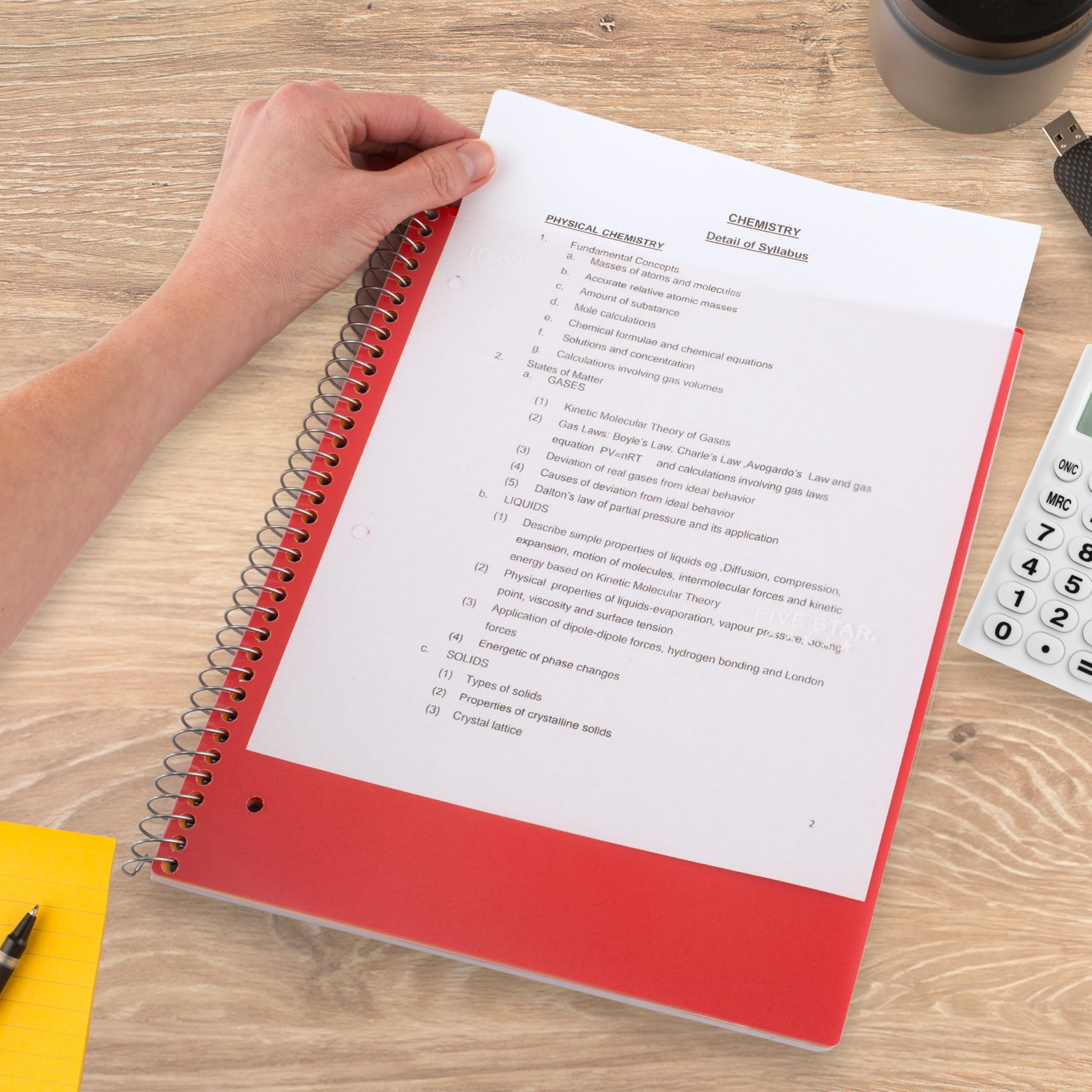 Five Star Quaderno a spirale + app per studio, confezione da 6, 1 soggetto, carta a righe universitaria, combatte lo spurgo dell'inchiostro, copertina resistente all'acqua, 20,1 x 28 cm, 100 fogli,
