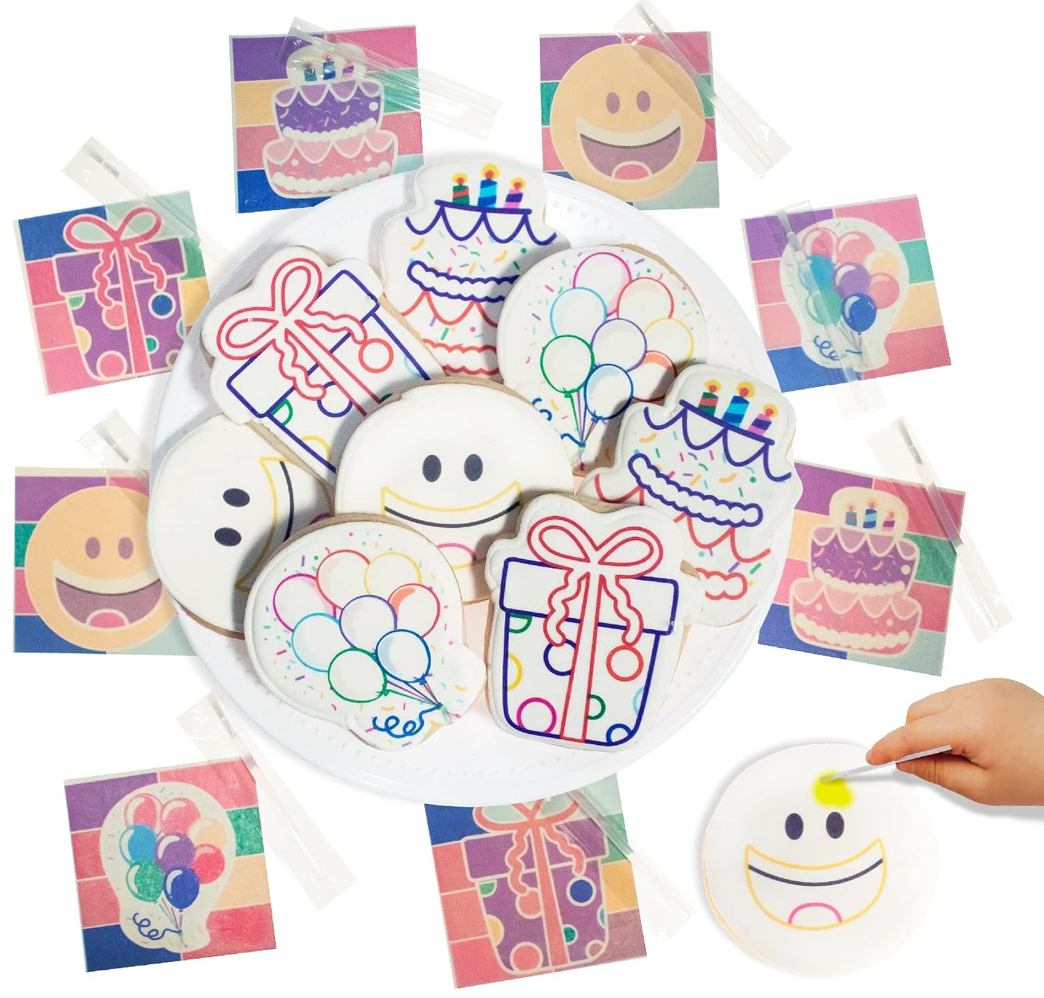 DecoCookies Birthday Cookies 16 pack | Paint Your Own Cookies | Vanilla cookies | Individually wrapped cookies | Birthday Gft | Kids activities