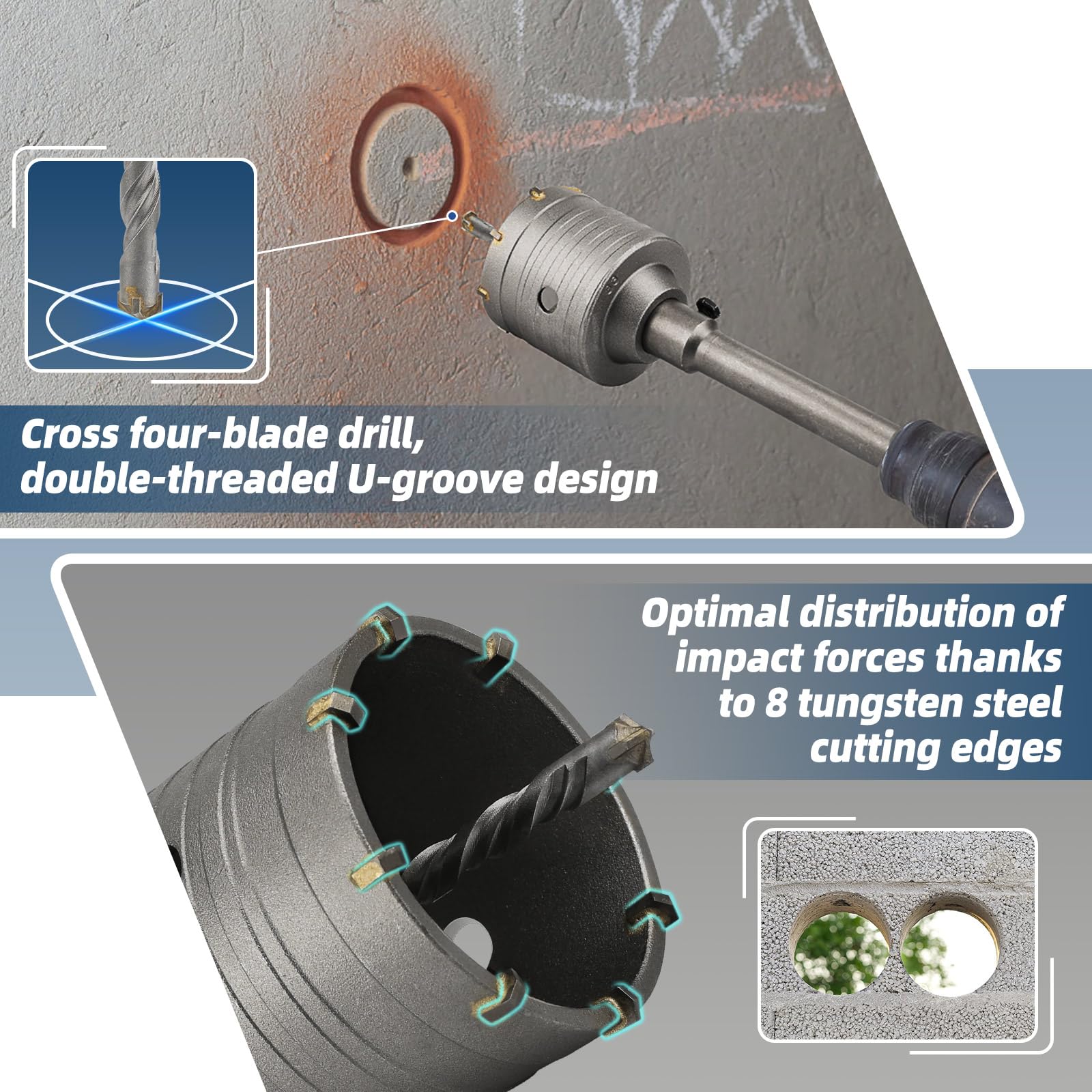 Lytool Scie-Cloche-à-Béton-68-mm avec Tige SDS Plus,Scie à Cloche Trépan Scie à Cloche avec Tige SDS Plus 220 mm avec Foret de Centrage Pour Ciment Brique Pierre Mur Autonivelant Maçonnerie