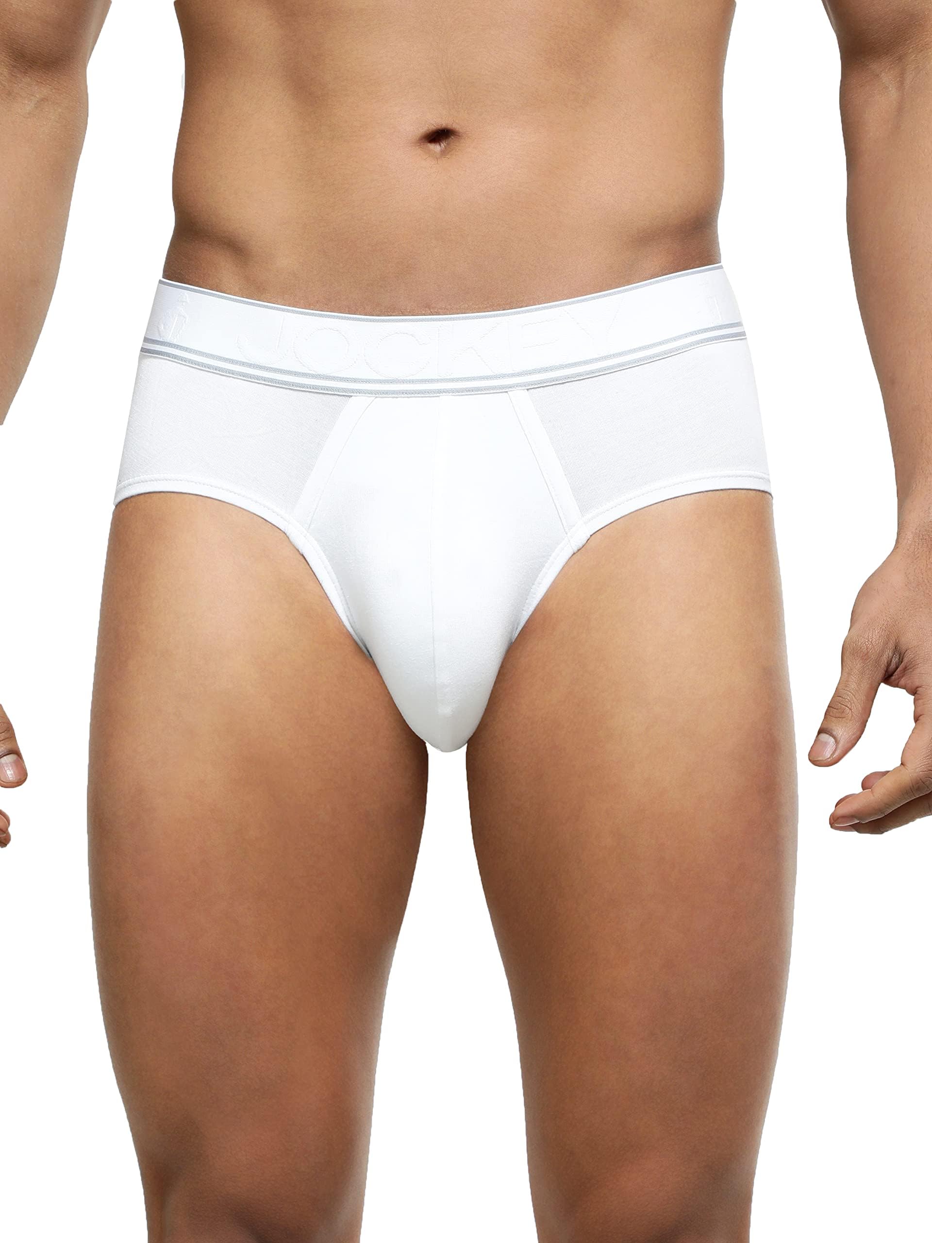 HG15 Men's Tencel Micro Modal Elastane Stretch Solid Brief with Stay Fresh Properties_White_L, White, 4