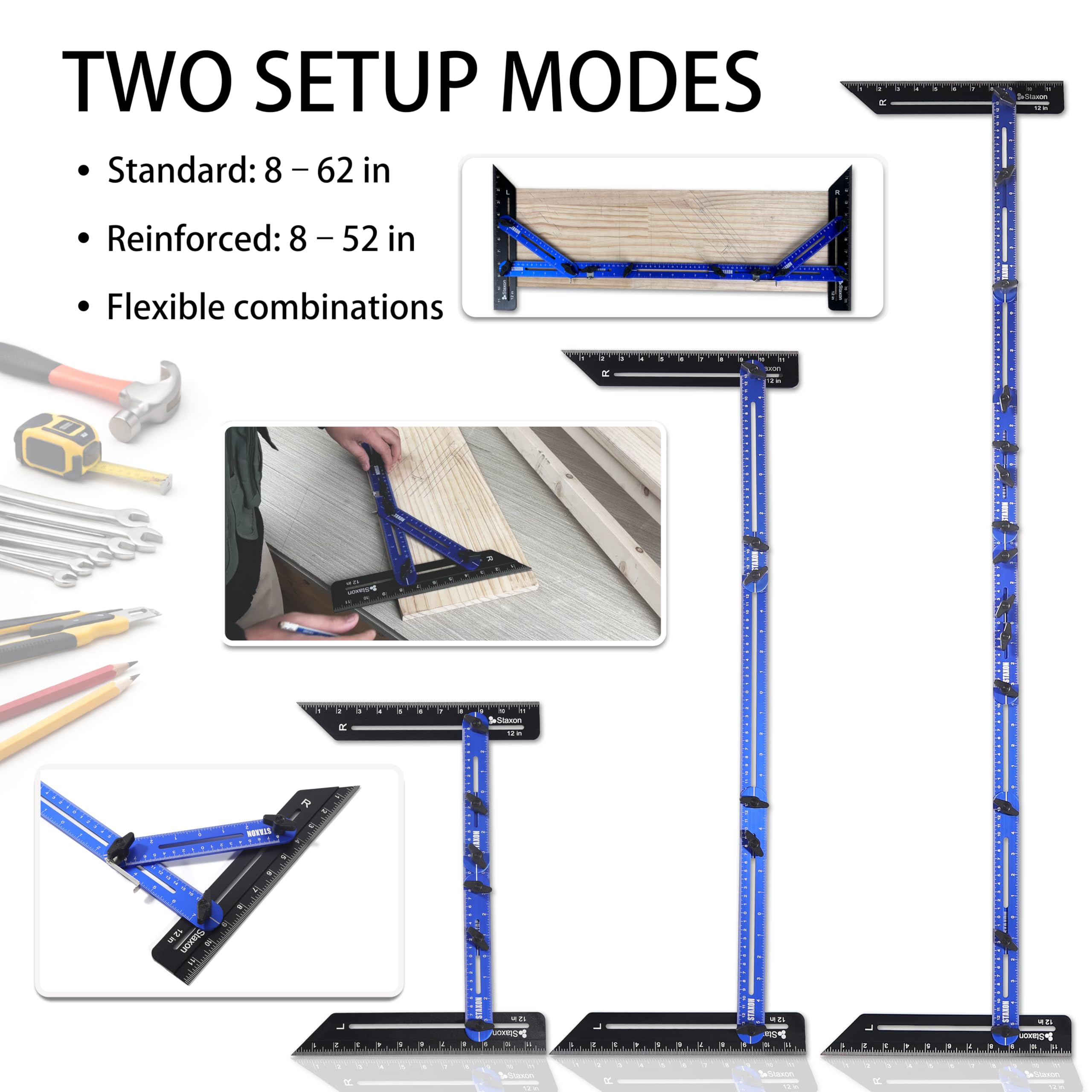 Stair Tread Template Tool – Stair Tread Gauge, Hidden Screw Slide Rail Stair Tools for Stair Measuring Tool Stair Gauge Jig Stair Template Stair Step Tool（Black+Blue） — Amazon image 6