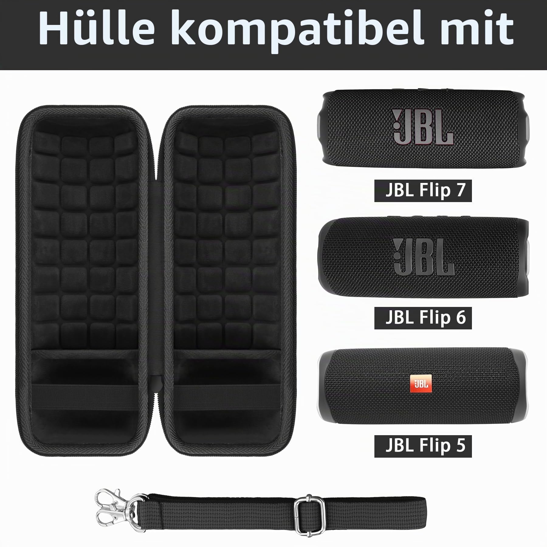 co2CREA Hartschalen-Schutzhülle für JBL Flip 7 FLip6 Flip 5, tragbarer Bluetooth-Lautsprecher (nur Box)