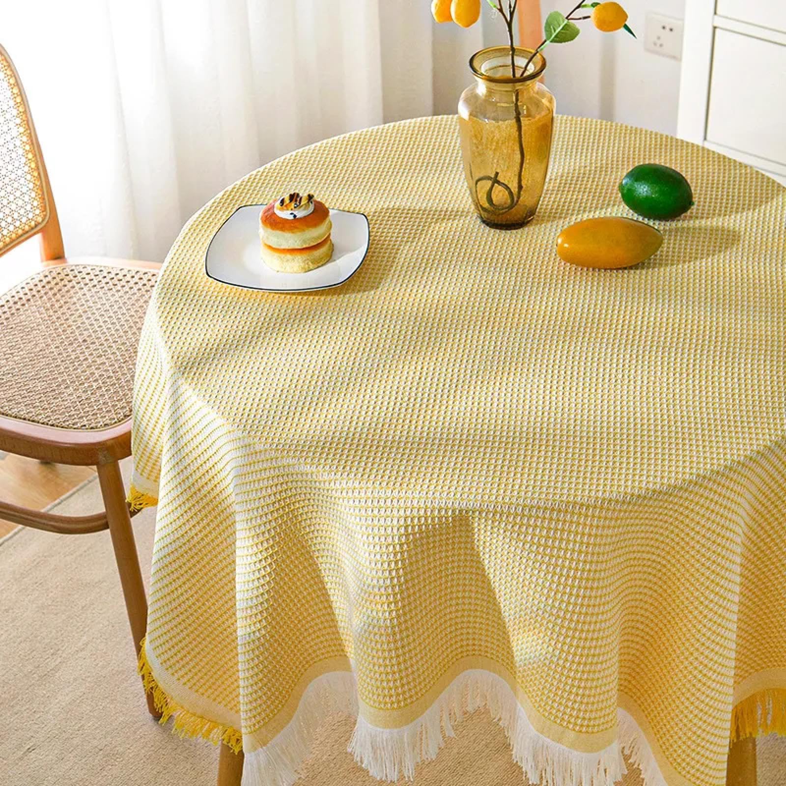 Nappe ronde en tissu pour table à manger et ambiance bohème