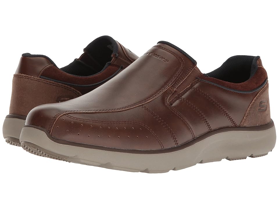 

SKECHERS Relaxed Fit(r): Montego - Alvaro (Red Brown Leather) Men's Shoes