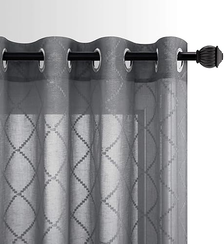 Miniatura 19 de KOUFALL Juego de 2 paneles de cortinas beige crema de 96 pulgadas de largo, cortinas traslúcidas elegantes y modernas de lujo para sala de estar