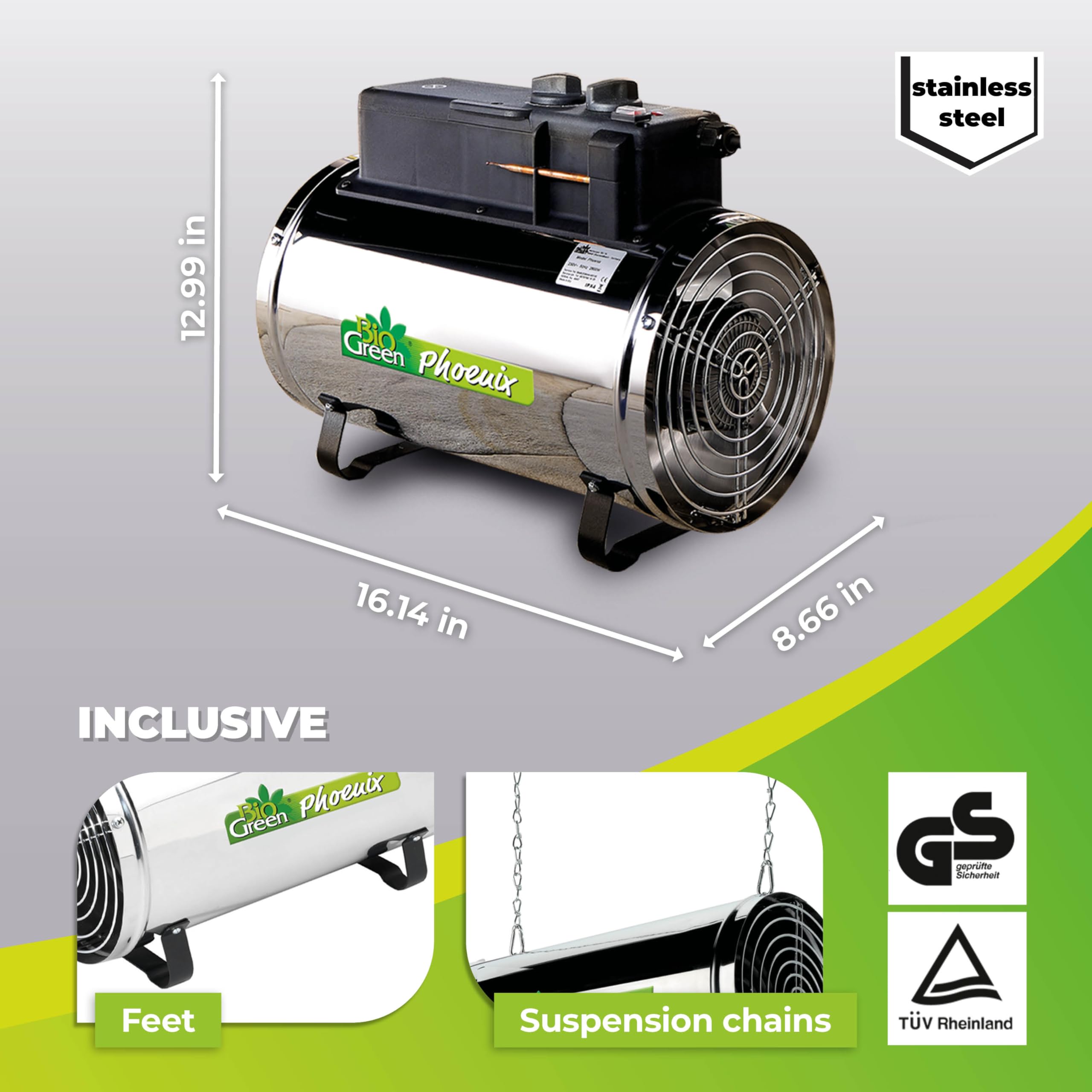 Bio Green PHX 2.8 Phoenix Chauffage pour Serre