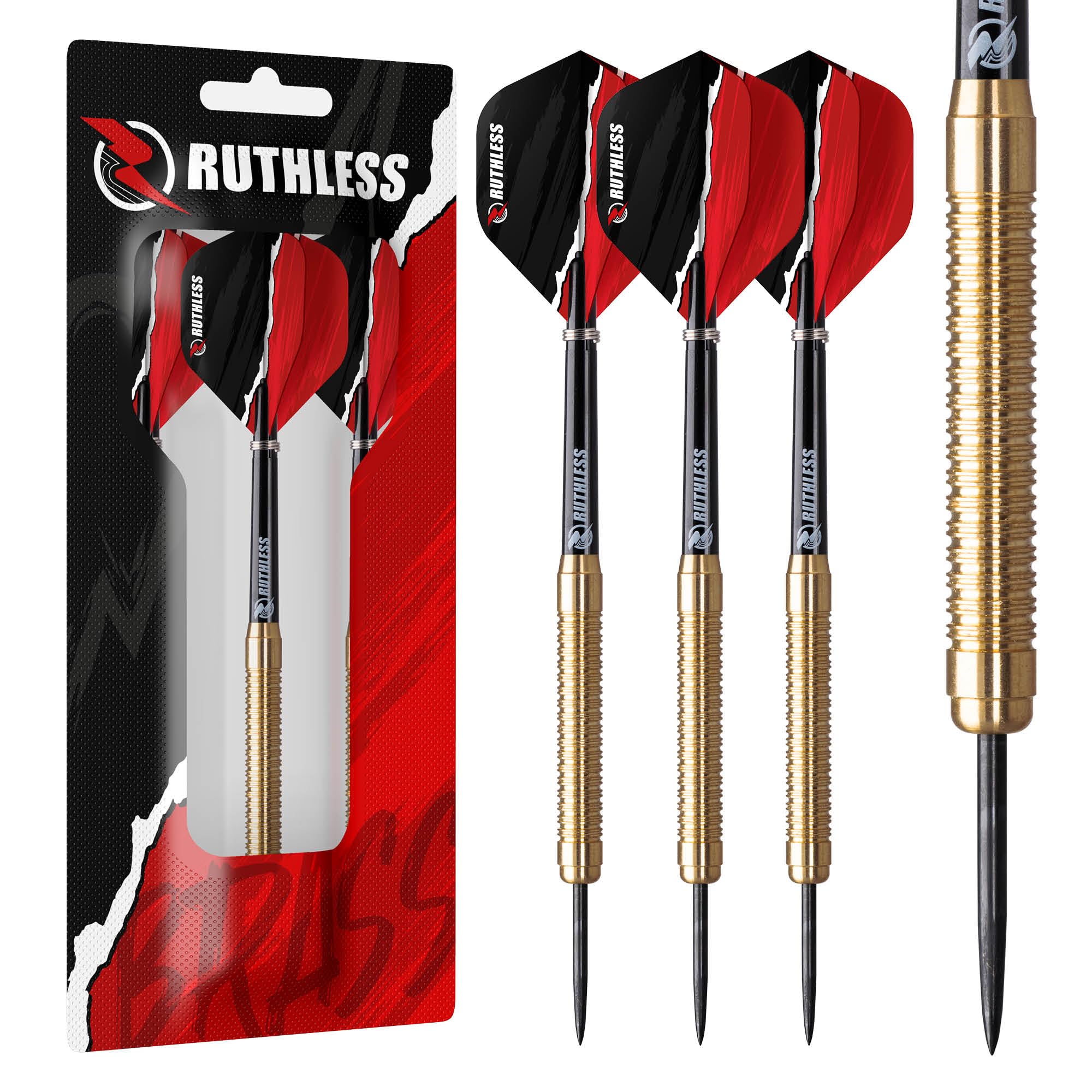 RUTHLESS Eagles | Steel Tip Brass Darts Set with Ringed Barrel Design, Dart Flights and Stems Included (D0455)