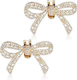 女性用シューズクリップ ドレスシューズ ラインストーン シューズクリップ 靴リボンクリップ 女性用エレガントなラインストーンシューズアクセサリー クリスタルラインストーンボウシューズクリップ ブライダルウェディングハイヒールアクセサリー 2個