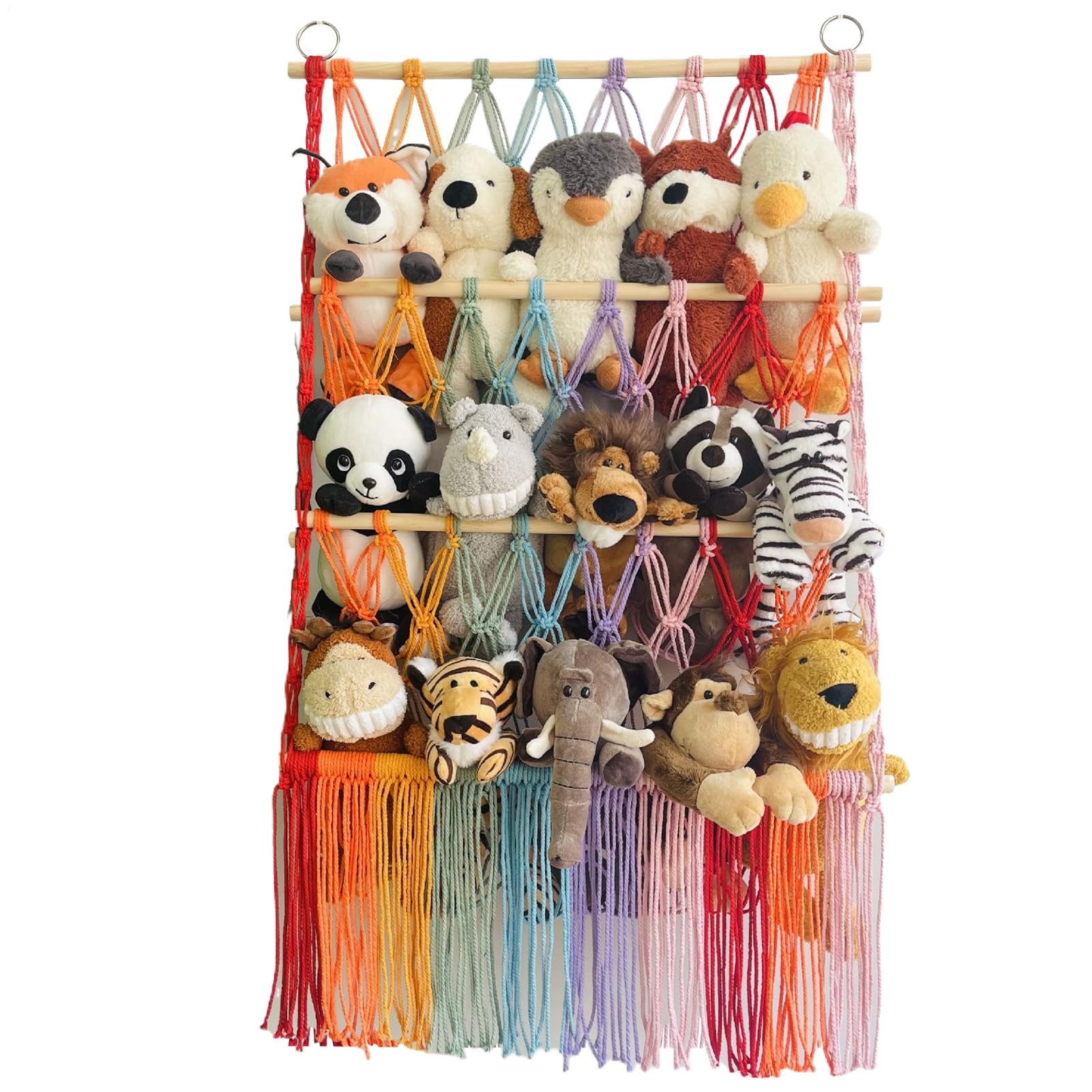 Porte-Peluches à 3 Niveaux : Meuble de Rangement Enfant pour Chambre