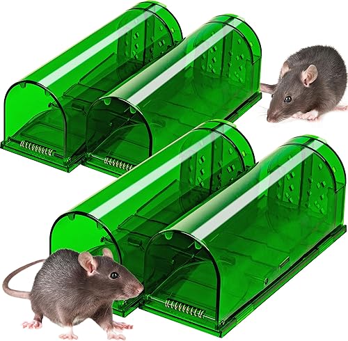 LULUCATCH Trampas para ratones, paquete de 4, trampas para ratones humanas, liberación sin matar, fácil de instalar, trampas para ratas
