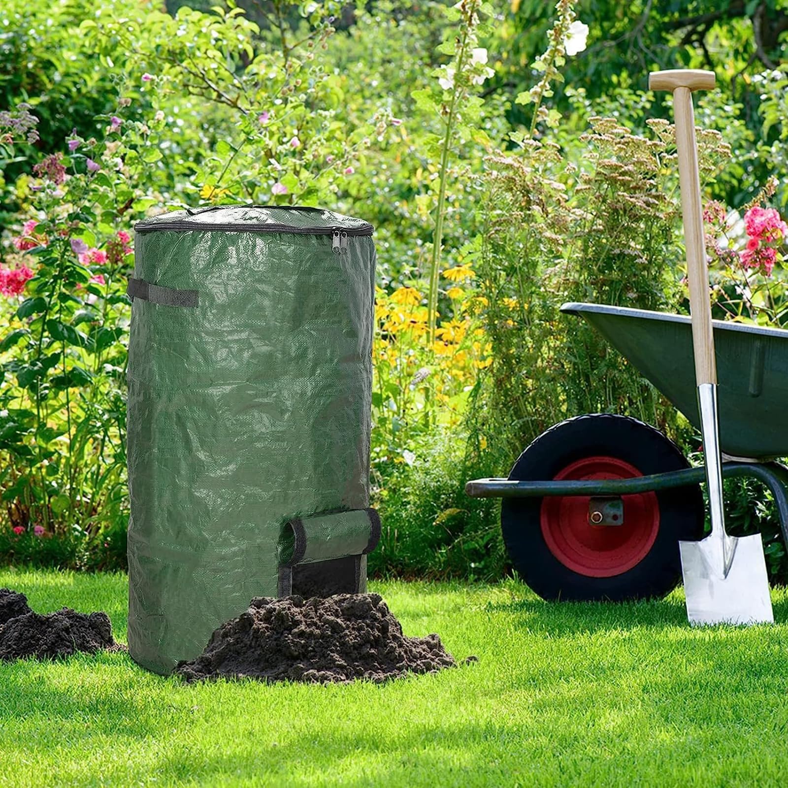 Bidone per Compost Pieghevole da 2 Pezzi, Sacco per rifiuti da Giardino, Sacco per rifiuti Riutilizzabile per Foglie da Giardino per impieghi gravosi,34 Gallon
