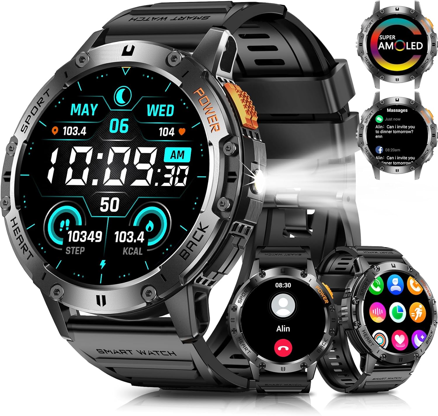 Military Smart Watches for Men with Bluetooth Call