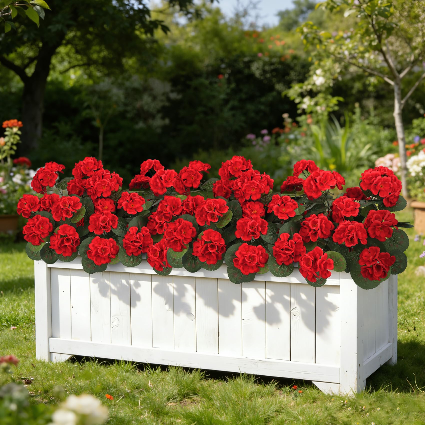 BlueCloudy Künstliche Blumen 6 Bündel Geranien Künstliche Pflanzen Kunstblumen Wie Echt Seidenblumen im Freien und Innen, UV-beständige Kunstpflanze Outdoor Wetterfest für Draußen Balkon Garten Tisch - 5