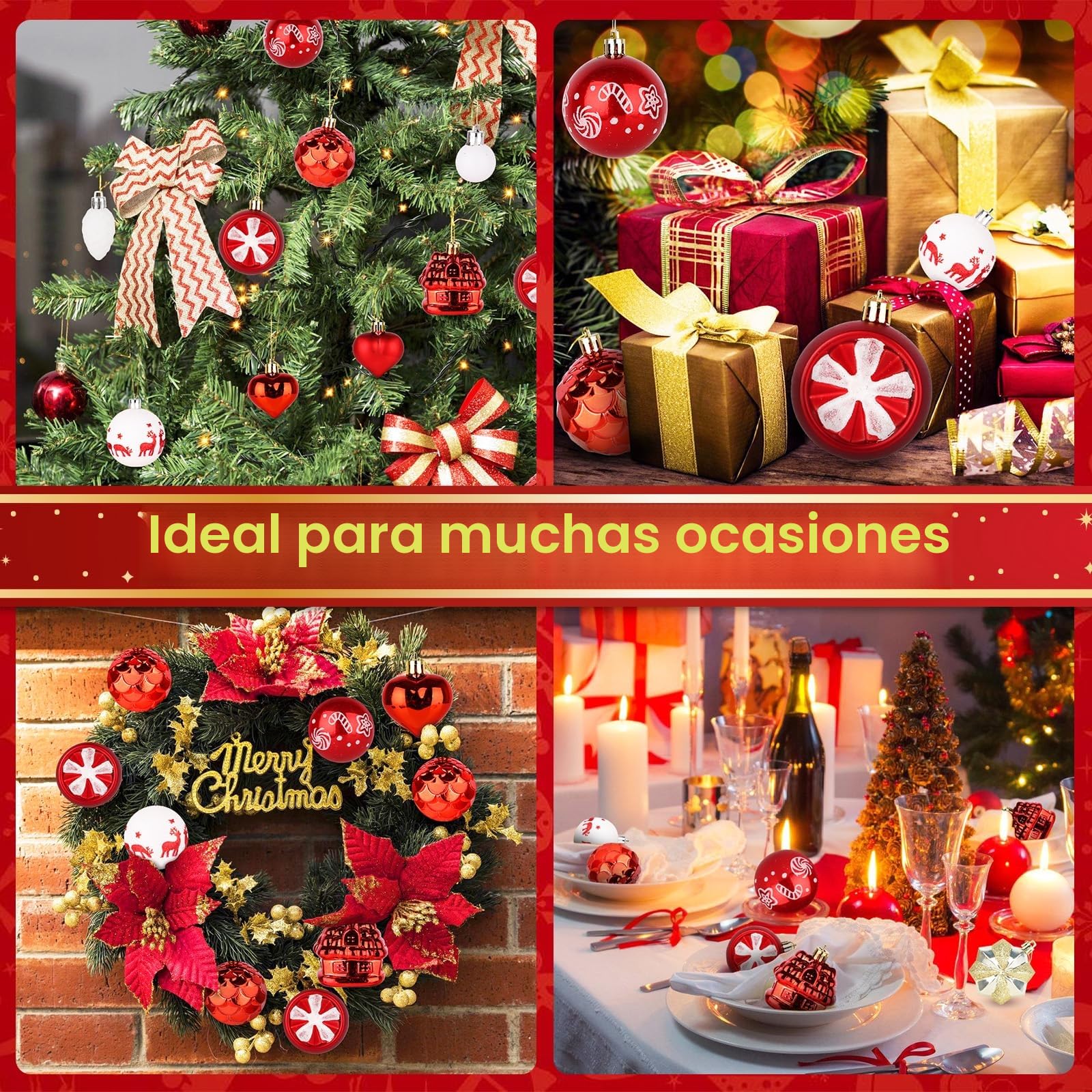 40 Piezas Bolas Arbol de Navidad, 6~4cm Bolas de Navidad Rojo y Dorado, Juego de Bolas de Navidad, Decoracion Navidad, Adornos Arbol Navidad para Adornos Navidad