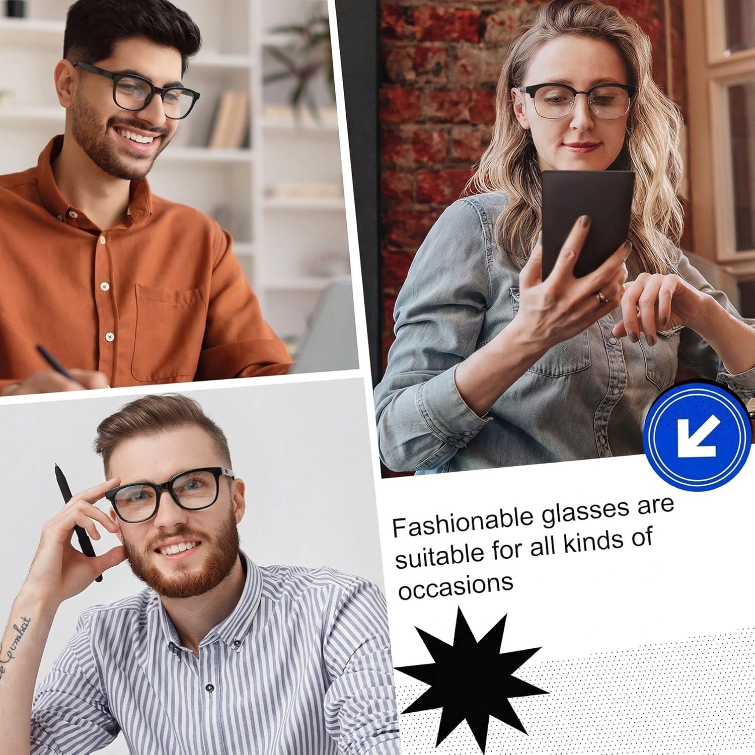 Blue Light Blocking Glasses for Men and Women Round Computer Gaming Glasses Anti UV/Glare Squircle Eyeglasses