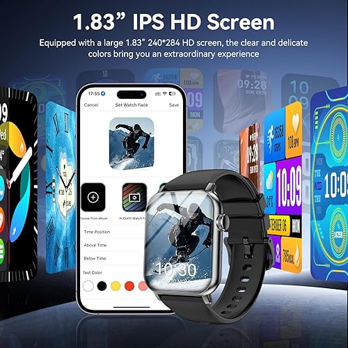 Miniatura 2 de Relojes inteligentes para hombres y mujeres, pantalla táctil HD de 1.83 pulgadas con llamadas Bluetooth, rastreador de actividad impermeable IP68