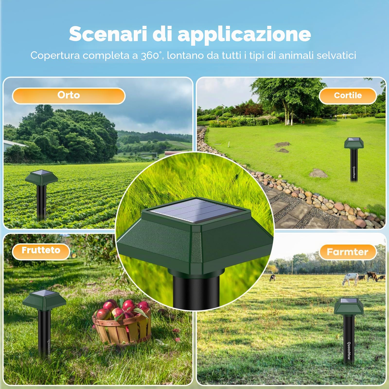 Dissuasori per Talpe Ultrasuoni 4 Pezzi, Scaccia Talpe Solare per il Giardino in Cortile, 700 M² Impermeabile Esterni Repellente per Gatti, Anti Ratto Coniglio Scoiattolo Procione Serpente