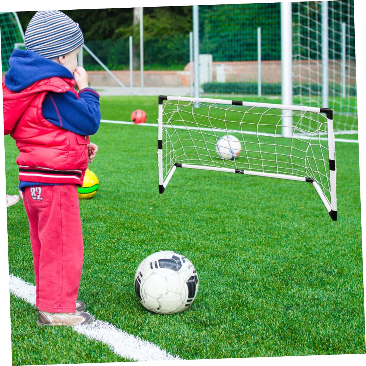 Porta Calcio per Rete in PP Resistente alle Intemperie Rete Calcio Leggera per Giardino Cortile Parco Gioco Sportivo Outdoor Facile da Trasportare
