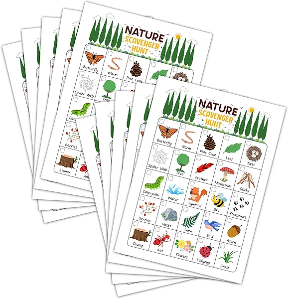 Nature Scavenger Hunt Game, Camping Treasure Hunt Party Games Cards, Birthday Activities for Adults, Holiday Hunt for Family and Friends, Spring Scavenger Hunt Party Supplies Decorations (25 Pack)-03